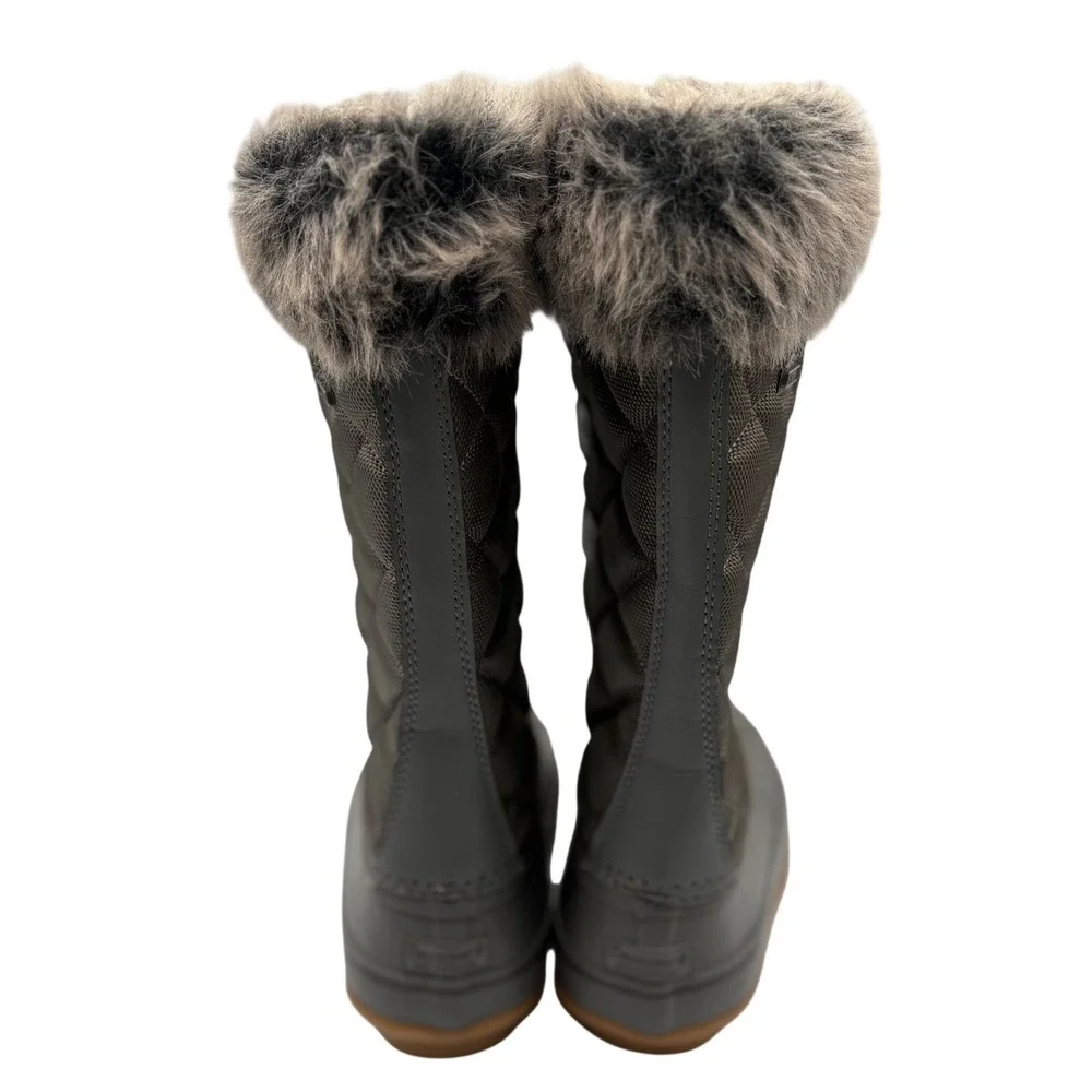 Bearpaw Waterproof HiberTech Winter Snow Boots Womens 7 Grey Faux Fur Quilted